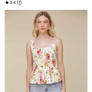 Avec Les Filles Floral Print Cream Tank Top